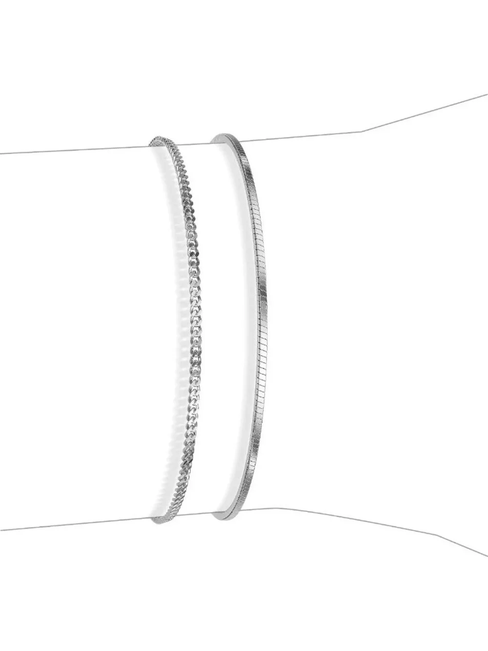 Trendy Stackable Bracelets for Men - Dainty Silver Cuban Link & Snake Chain
